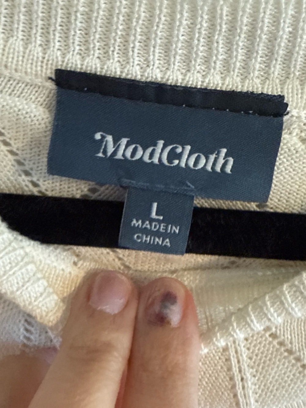 ModCloth Cream Cable Knit Crew Sweater